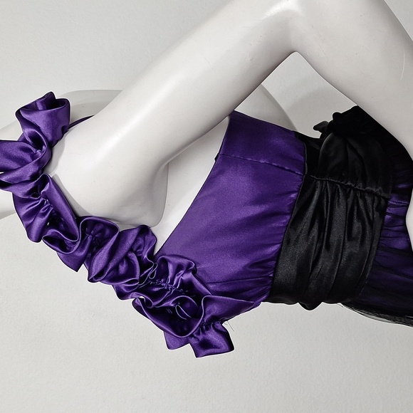 Blondie Nites Purple Silver Whimsigoth Witchy One Shoulder Dress Size 13 - Picture 6 of 15
